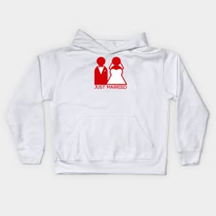 Just Married Newlyweds in Red Kids Hoodie